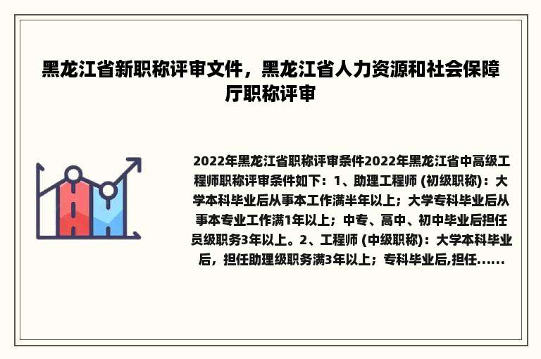 黑龙江省新职称评审文件，黑龙江省人力资源和社会保障厅职称评审