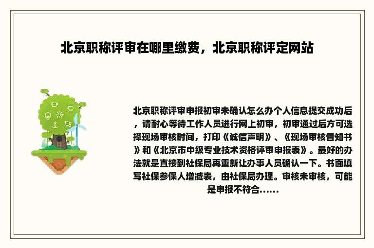 北京职称评审在哪里缴费，北京职称评定网站