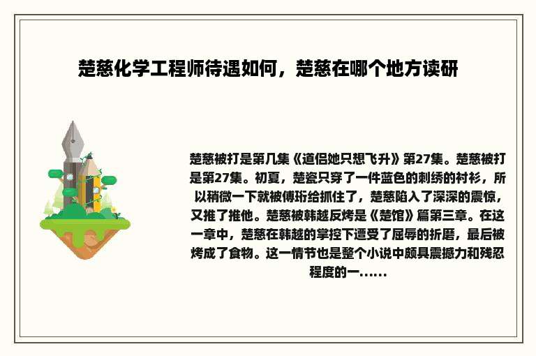 楚慈化学工程师待遇如何，楚慈在哪个地方读研