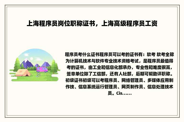 上海程序员岗位职称证书，上海高级程序员工资