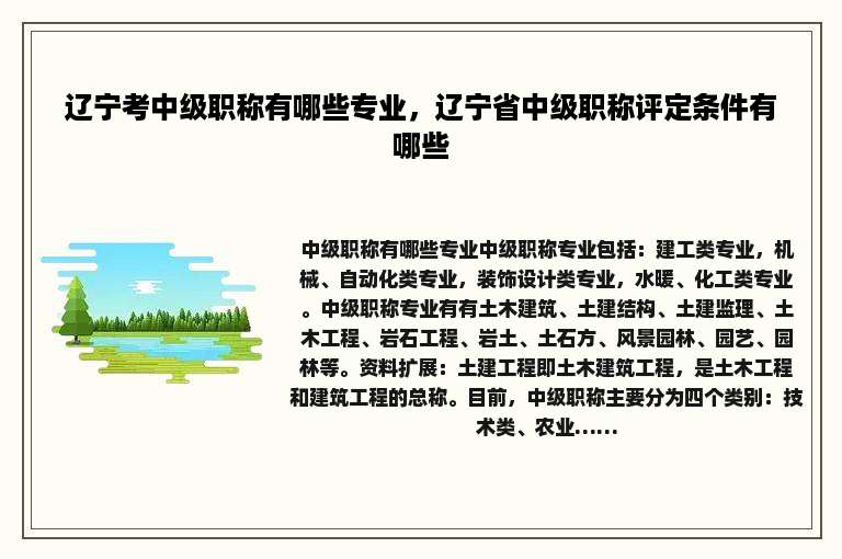 辽宁考中级职称有哪些专业，辽宁省中级职称评定条件有哪些