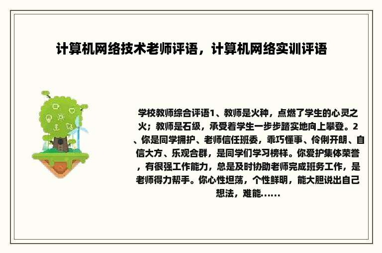 计算机网络技术老师评语，计算机网络实训评语