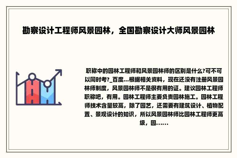 勘察设计工程师风景园林，全国勘察设计大师风景园林