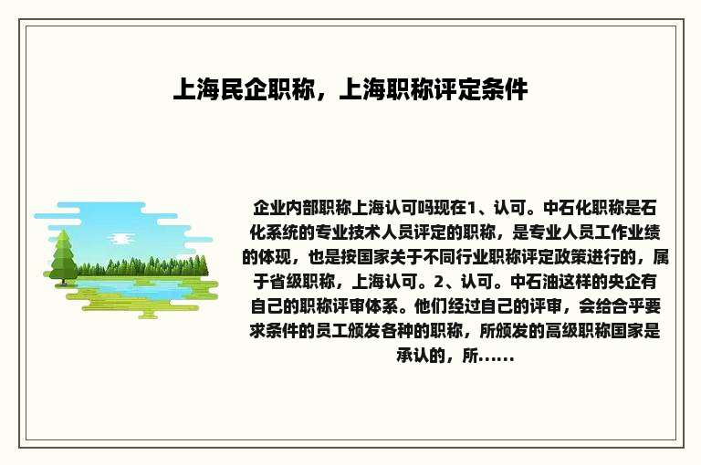 上海民企职称，上海职称评定条件