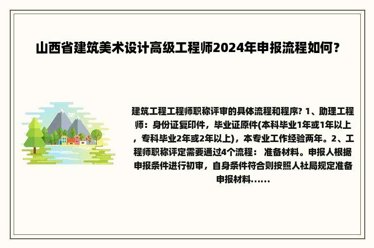 山西省建筑美术设计高级工程师2024年申报流程如何？