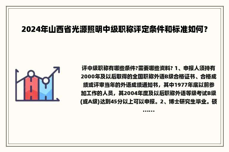 2024年山西省光源照明中级职称评定条件和标准如何？