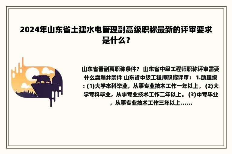 2024年山东省土建水电管理副高级职称最新的评审要求是什么？