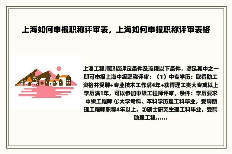 上海如何申报职称评审表，上海如何申报职称评审表格