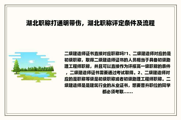 湖北职称打通明带伤，湖北职称评定条件及流程