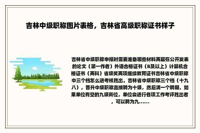 吉林中级职称图片表格，吉林省高级职称证书样子