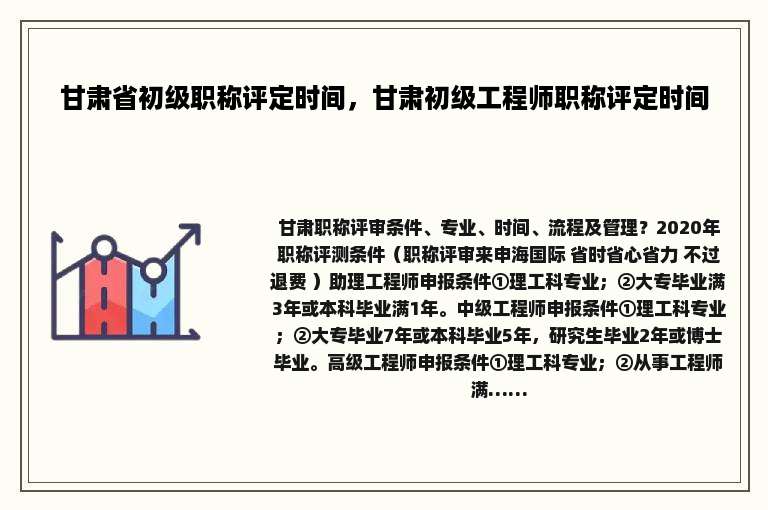 甘肃省初级职称评定时间，甘肃初级工程师职称评定时间