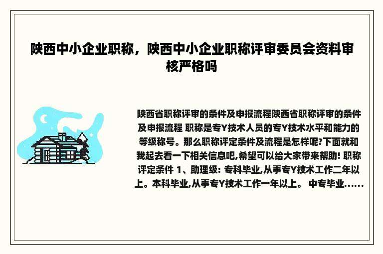 陕西中小企业职称，陕西中小企业职称评审委员会资料审核严格吗