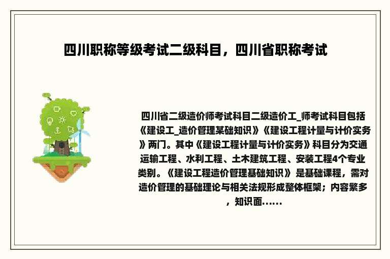 四川职称等级考试二级科目，四川省职称考试