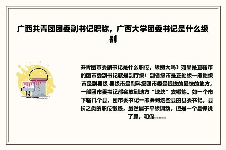 广西共青团团委副书记职称，广西大学团委书记是什么级别