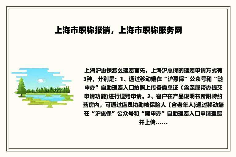 上海市职称报销，上海市职称服务网
