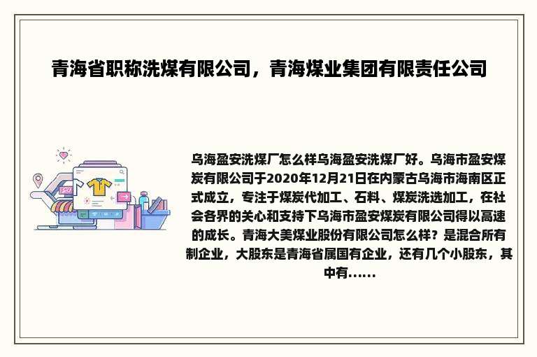 青海省职称洗煤有限公司，青海煤业集团有限责任公司