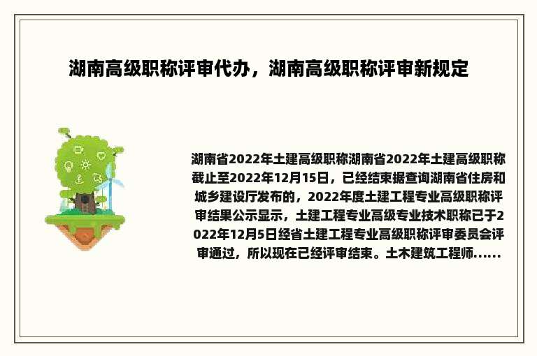 湖南高级职称评审代办，湖南高级职称评审新规定