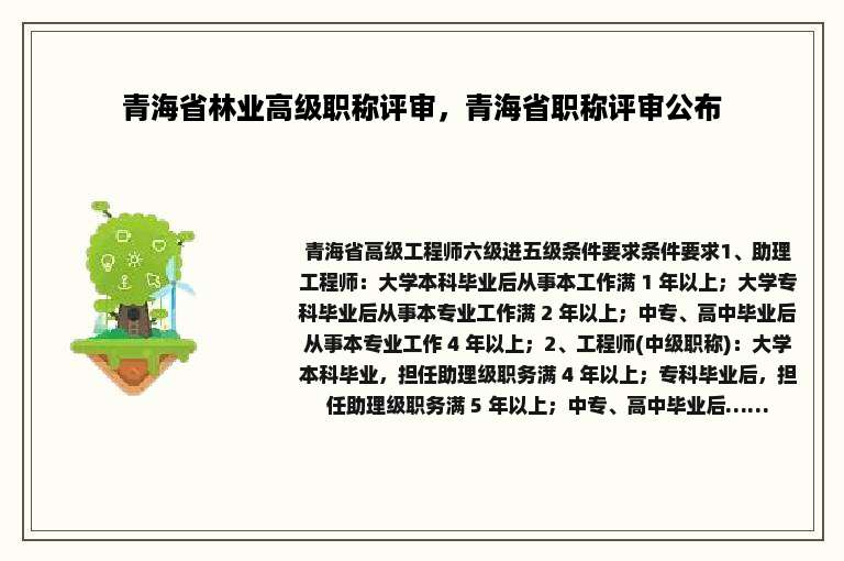 青海省林业高级职称评审，青海省职称评审公布