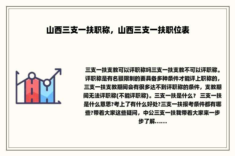 山西三支一扶职称，山西三支一扶职位表