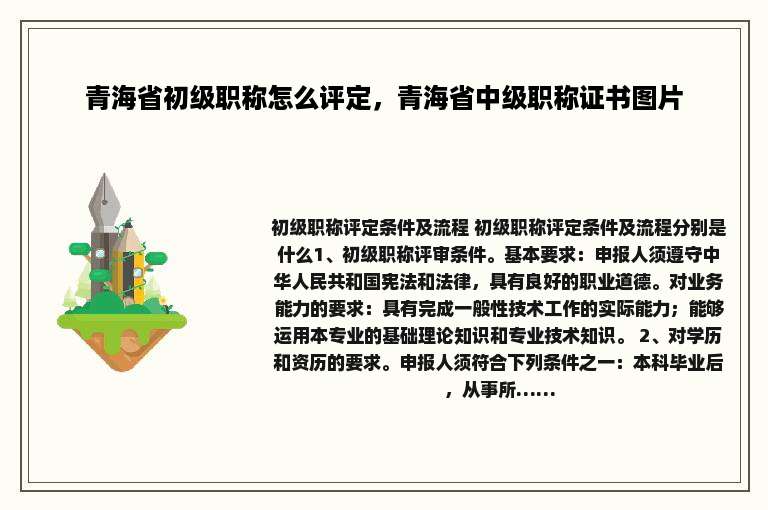 青海省初级职称怎么评定，青海省中级职称证书图片