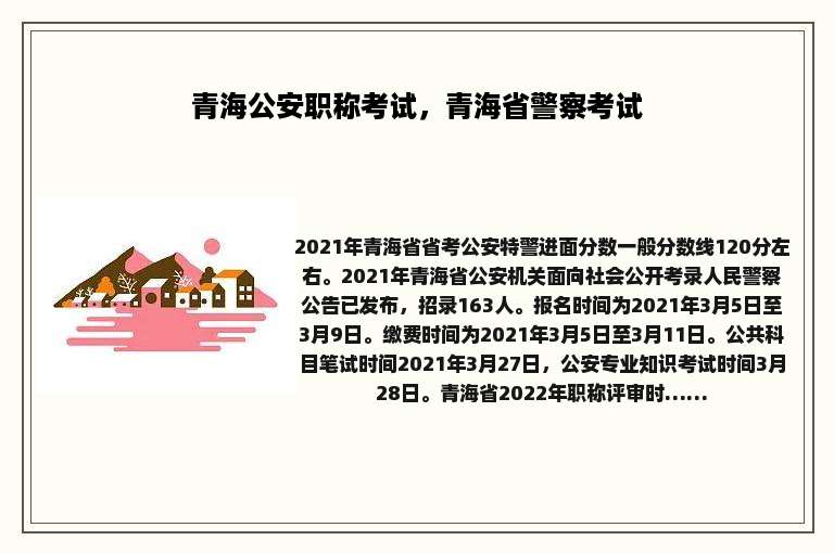 青海公安职称考试，青海省警察考试