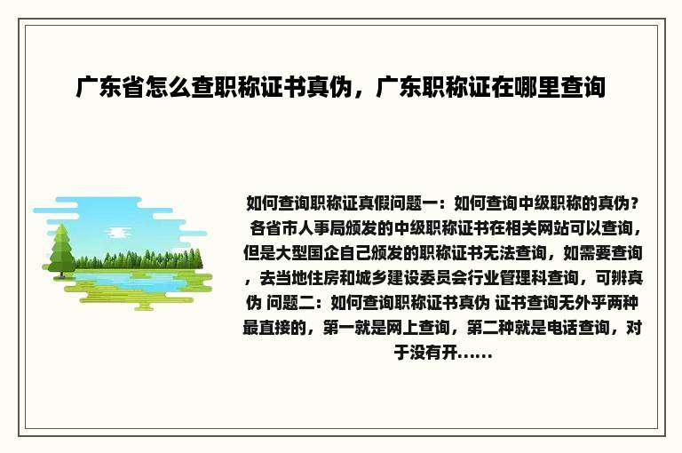 广东省怎么查职称证书真伪，广东职称证在哪里查询