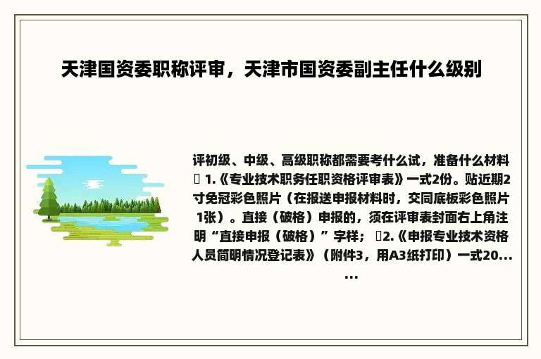 天津国资委职称评审，天津市国资委副主任什么级别