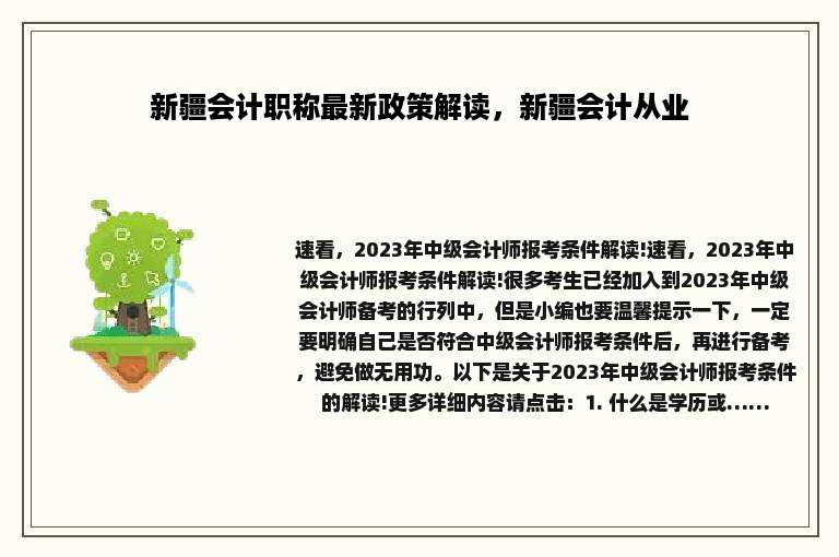 新疆会计职称最新政策解读，新疆会计从业