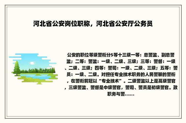河北省公安岗位职称，河北省公安厅公务员