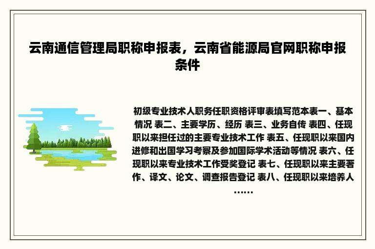 云南通信管理局职称申报表，云南省能源局官网职称申报条件