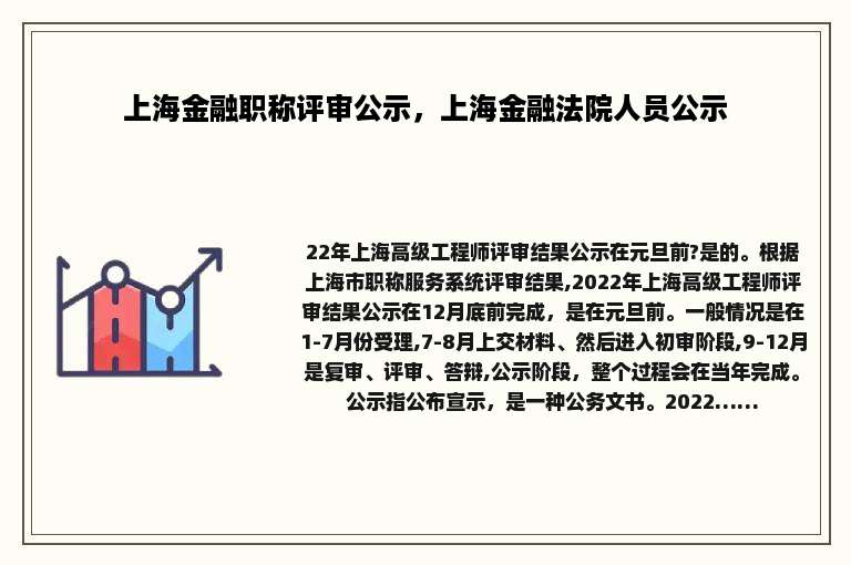 上海金融职称评审公示，上海金融法院人员公示