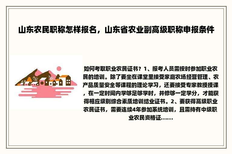 山东农民职称怎样报名，山东省农业副高级职称申报条件