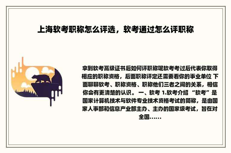 上海软考职称怎么评选，软考通过怎么评职称