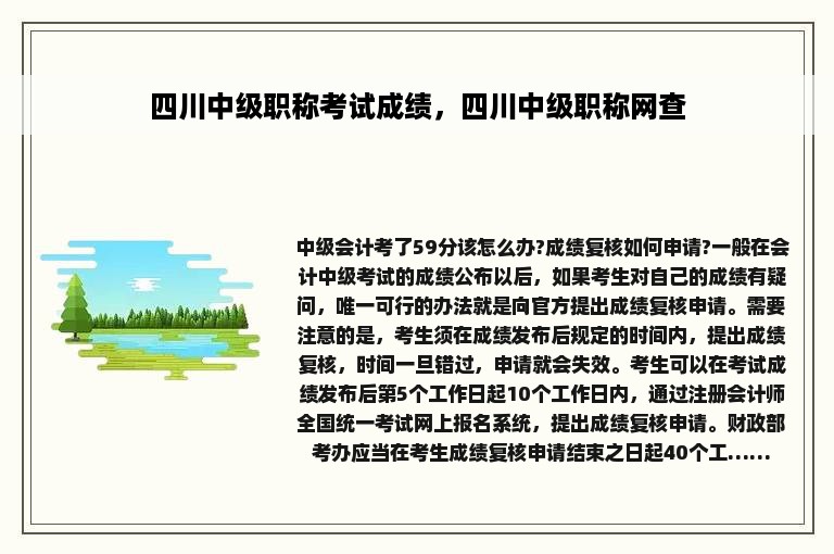四川中级职称考试成绩，四川中级职称网查
