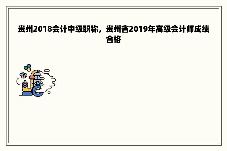 贵州2018会计中级职称，贵州省2019年高级会计师成绩合格