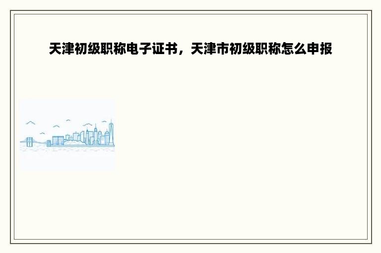 天津初级职称电子证书，天津市初级职称怎么申报