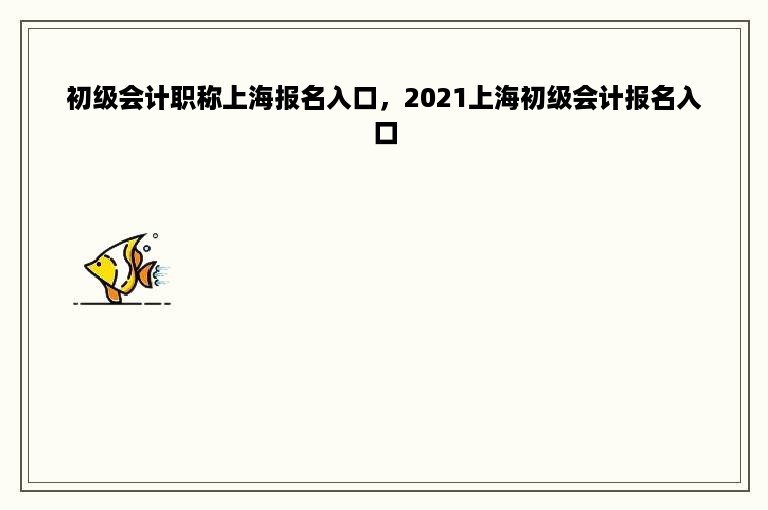 初级会计职称上海报名入口，2021上海初级会计报名入口