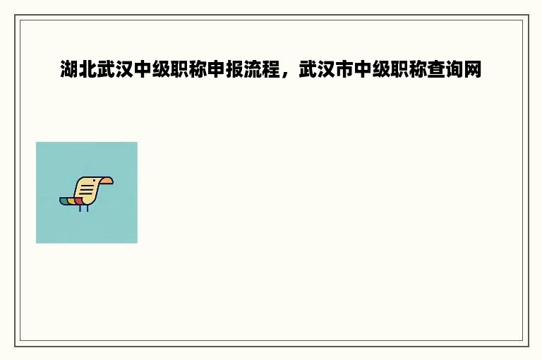 湖北武汉中级职称申报流程，武汉市中级职称查询网