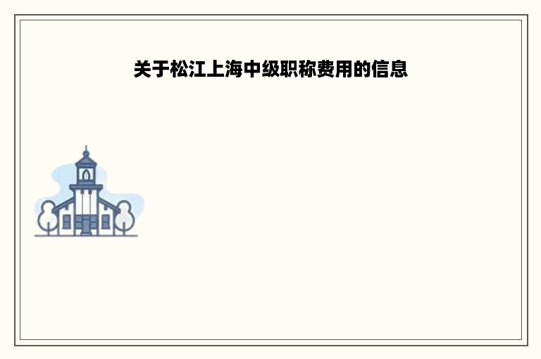 关于松江上海中级职称费用的信息