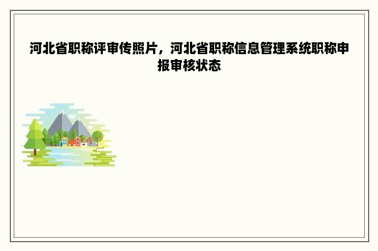 河北省职称评审传照片，河北省职称信息管理系统职称申报审核状态