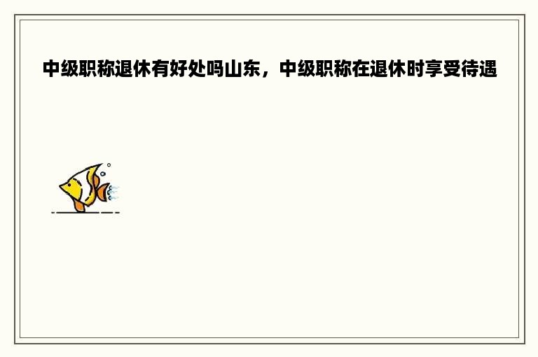 中级职称退休有好处吗山东，中级职称在退休时享受待遇