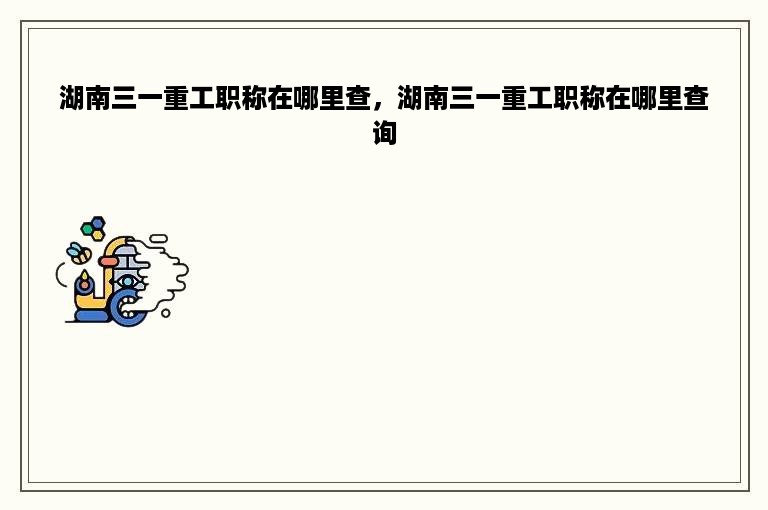 湖南三一重工职称在哪里查，湖南三一重工职称在哪里查询