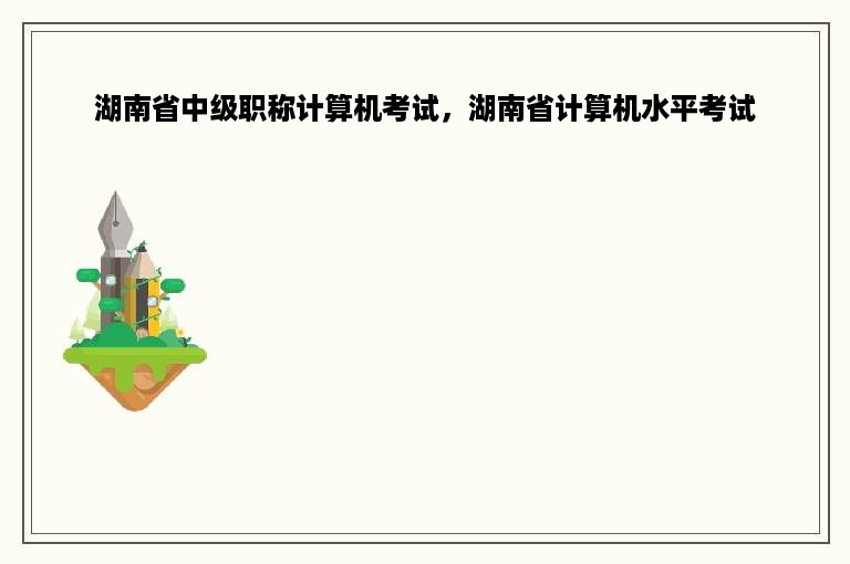 湖南省中级职称计算机考试，湖南省计算机水平考试