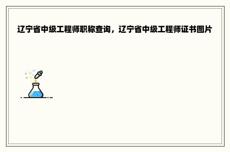 辽宁省中级工程师职称查询，辽宁省中级工程师证书图片