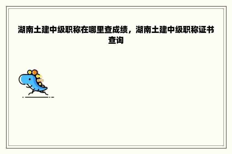 湖南土建中级职称在哪里查成绩，湖南土建中级职称证书查询