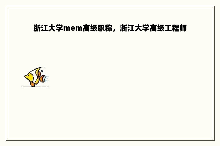 浙江大学mem高级职称，浙江大学高级工程师
