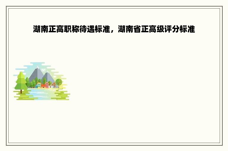 湖南正高职称待遇标准，湖南省正高级评分标准