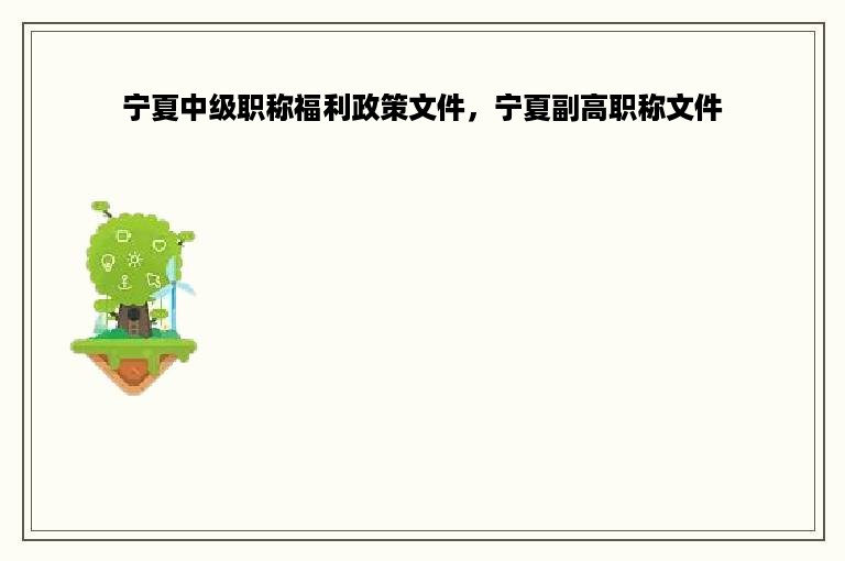 宁夏中级职称福利政策文件，宁夏副高职称文件