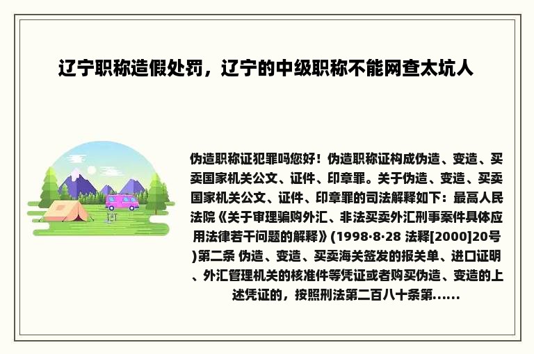 辽宁职称造假处罚，辽宁的中级职称不能网查太坑人