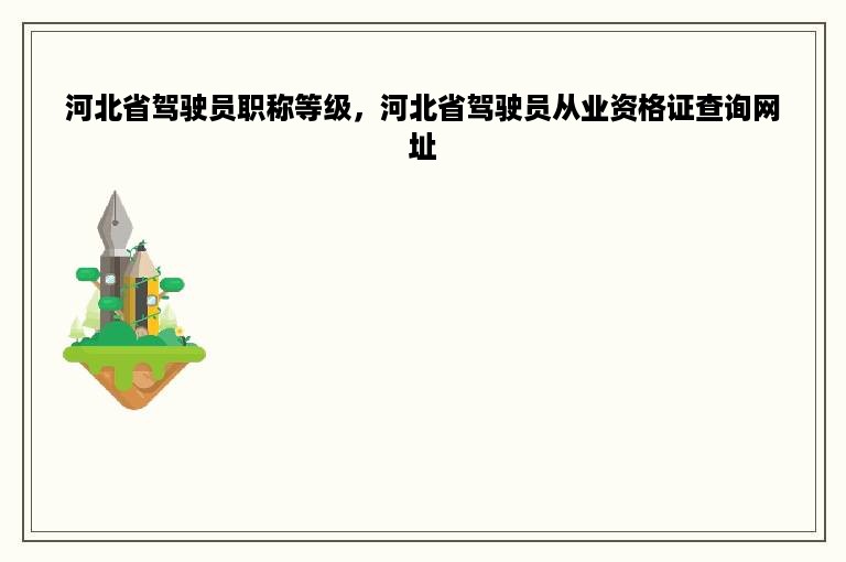 河北省驾驶员职称等级，河北省驾驶员从业资格证查询网址